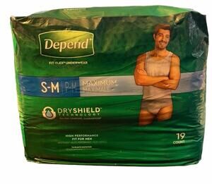 Depend Fit-Flex Men’s Incontinence Underwear S/M Maximum Absorbency 19 Count